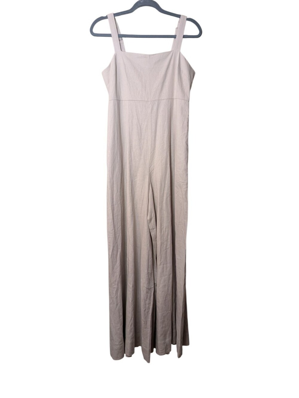Express Linen Wide Leg Jumpsuit Square Neck Quiet Luxury Minimalist Neutrals XS - Picture 8 of 8